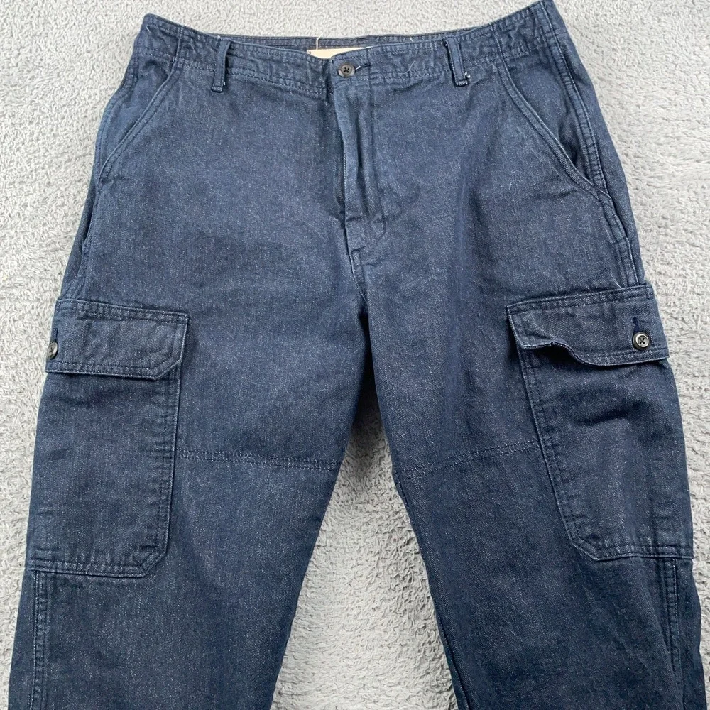 Banana Republic Jeans Mens 34x34 Blue Cargo Tapered Surplus Preppy Navy Utility